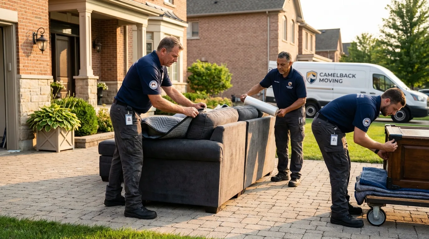 Large estate moving crew wrapping furniture in Grain Valley, MO